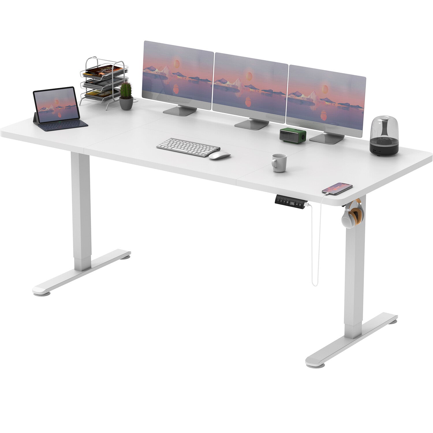 Electric Standing Desk with Integrated USB Charging Port - Single Surface Design