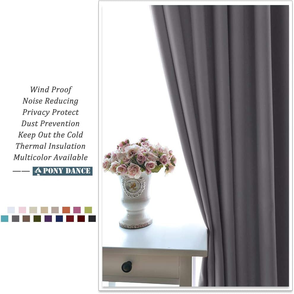 Grey Blackout Thermal Insulated Curtains for Bedroom, 46 X 54 Inch Short Eyelet Curtains & Drapes, Soft Black Out 2 Panels for Window Living Room/Kitchen