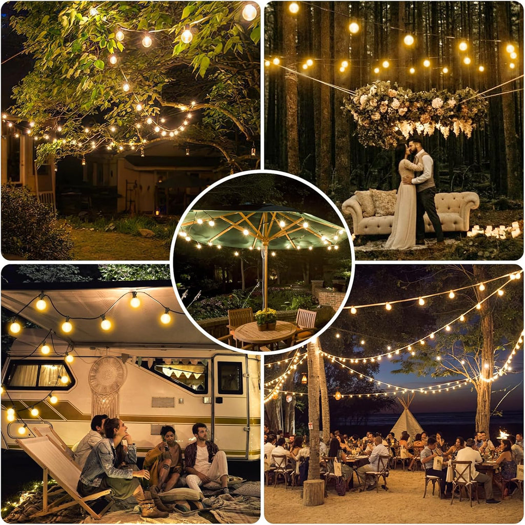 Garden-Outdoor-Lights-Mains-Powered-String-Festoon-Light LED 100Ft 30M outside Lighting Waterproof Bulb Patio Gazebo Party Pergola Wedding Backyard Porch Yard Terrace Electric Festival G40 Connectable