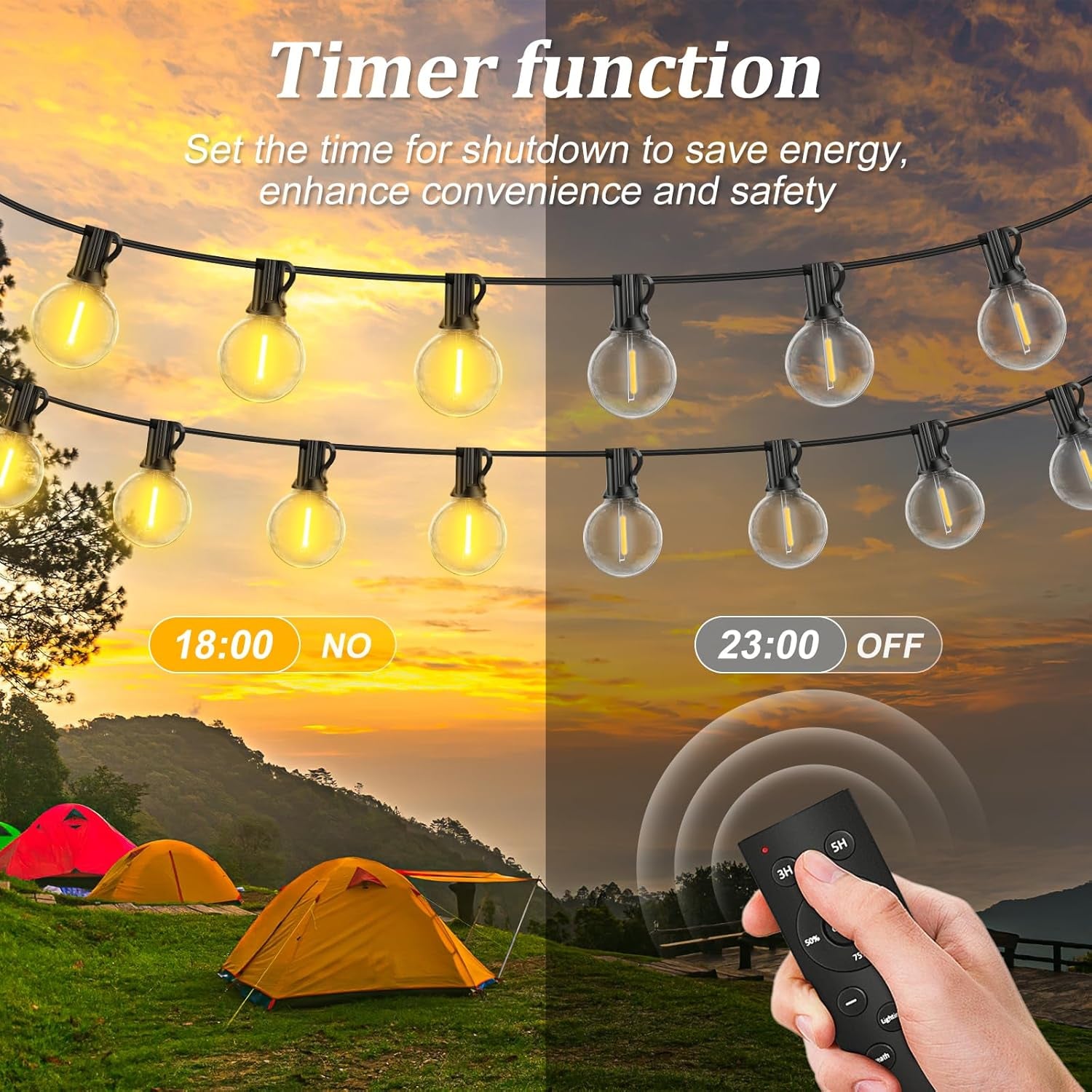 Garden-Outdoor-Lights-Mains-Powered-String-Festoon-Light LED 100Ft 30M outside Lighting Waterproof Bulb Patio Gazebo Party Pergola Wedding Backyard Porch Yard Terrace Electric Festival G40 Connectable