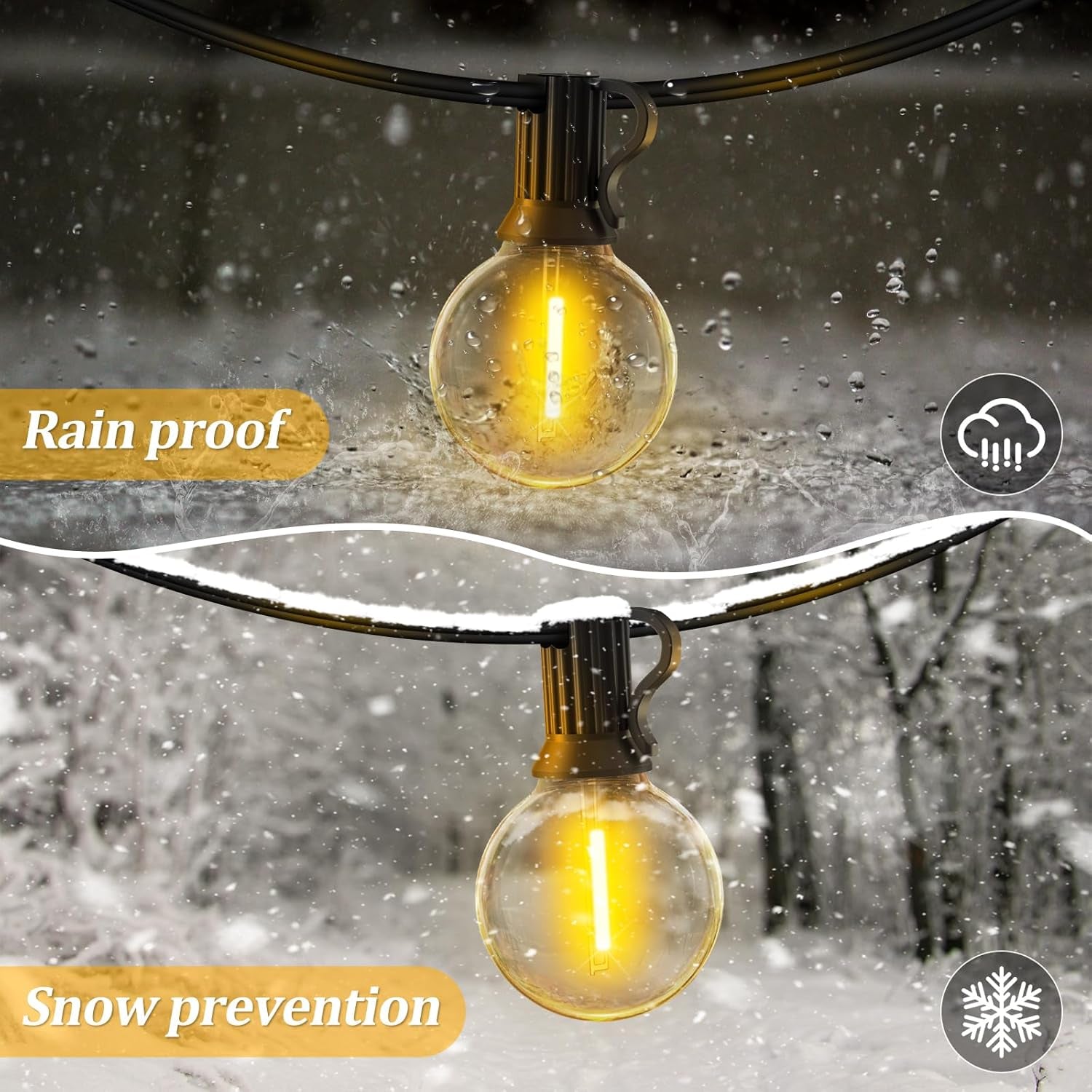 Garden-Outdoor-Lights-Mains-Powered-String-Festoon-Light LED 100Ft 30M outside Lighting Waterproof Bulb Patio Gazebo Party Pergola Wedding Backyard Porch Yard Terrace Electric Festival G40 Connectable