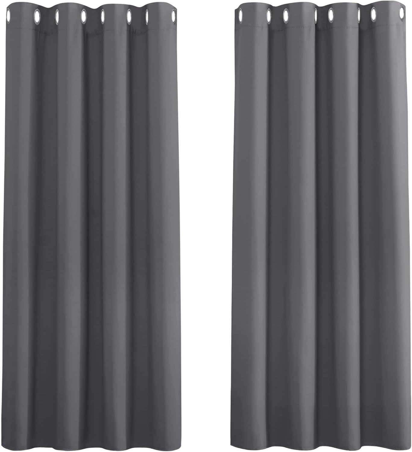 Grey Blackout Thermal Insulated Curtains for Bedroom, 46 X 54 Inch Short Eyelet Curtains & Drapes, Soft Black Out 2 Panels for Window Living Room/Kitchen