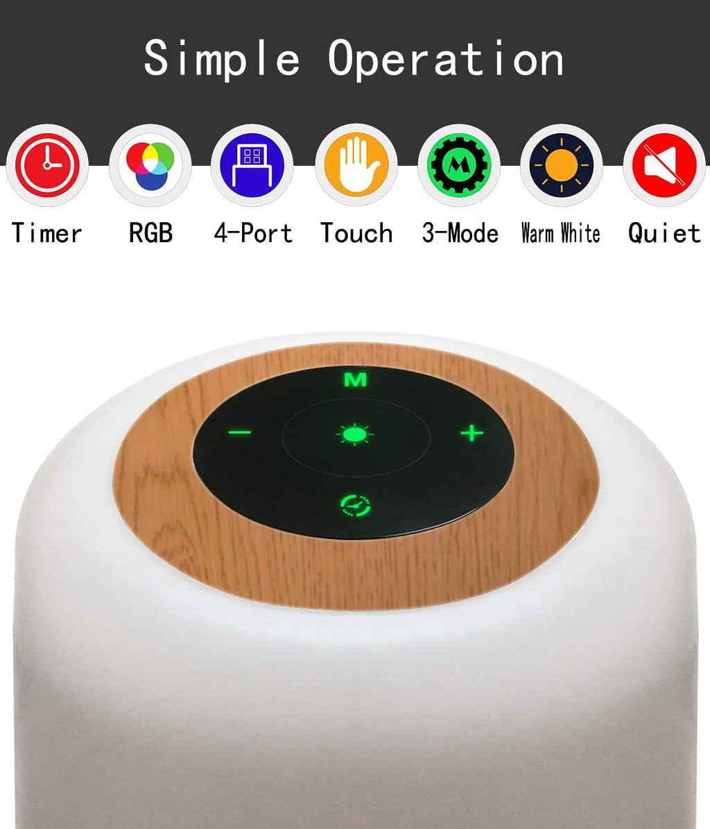 LED Bedside Lamp, with 4 USB Charging Port, Smart Night Light, Touch Control Dimmable Table Lamps, RGB Colour Changing Lights for Bedroom, Living Room, Office, Men, Women (UK Plug)